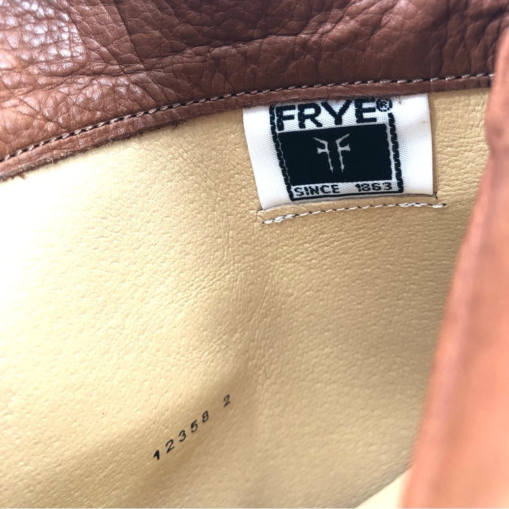 FRYE Phillip Riding Boots 6.5 Cognac Leather Equestrian Preppy Buckle Knee High - Picture 12 of 12